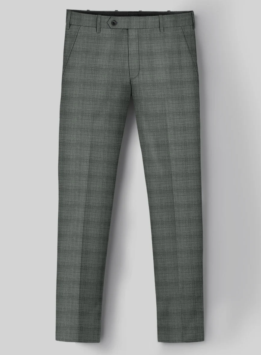 London Loom Green Bruna Wool Silk Linen Pants