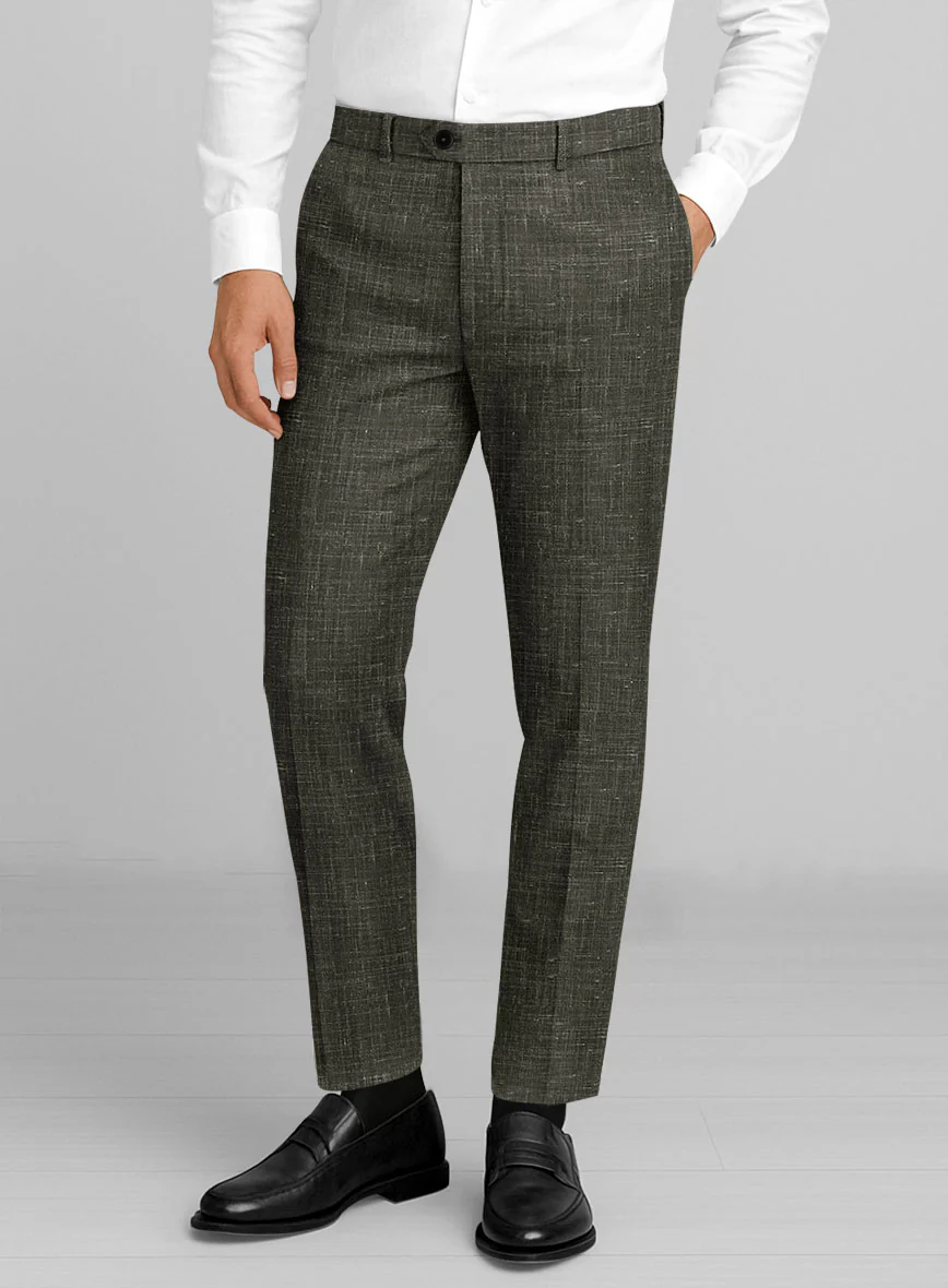 London Loom Green Kaelvo Wool Linen Pants