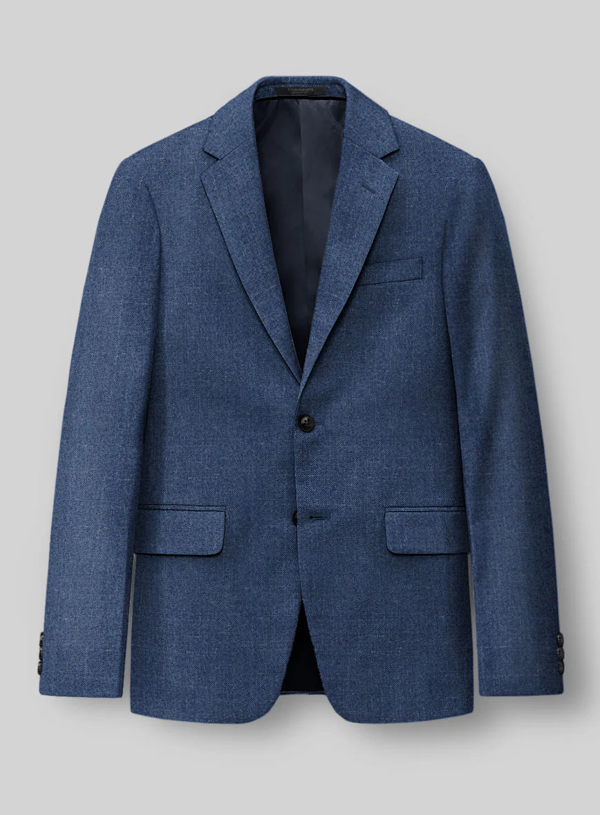 London Loom Indigo Blue Eufemia Wool Silk Linen Jacket