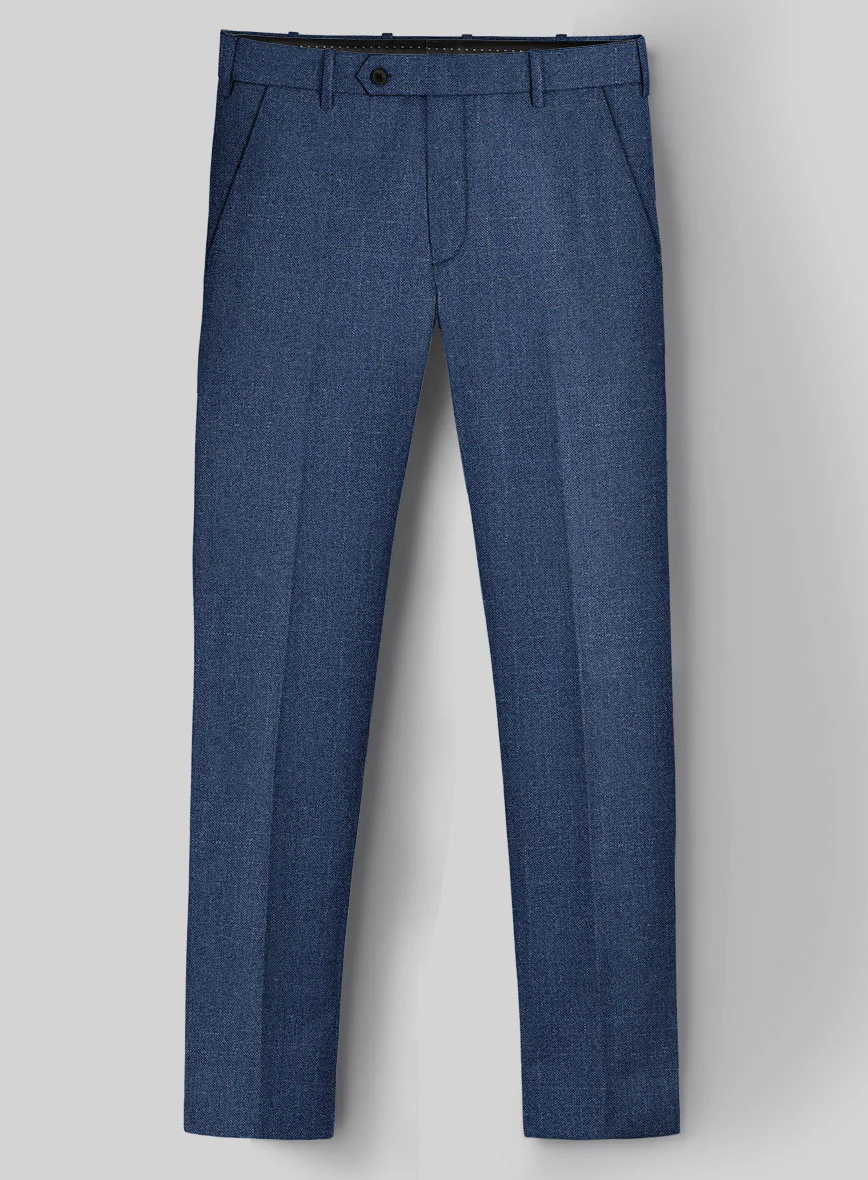 London Loom Indigo Blue Eufemia Wool Silk Linen Pants