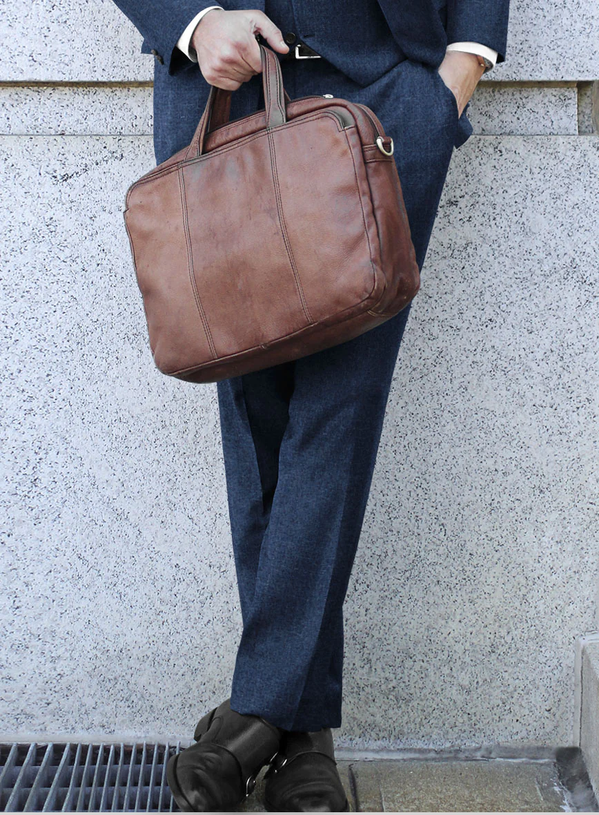 London Loom Indigo Blue Eufemia Wool Silk Linen Pants - Image 2