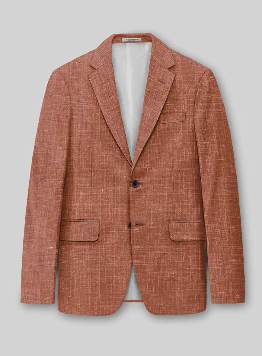 London Loom Orange Rust Travin Wool Linen Jacket