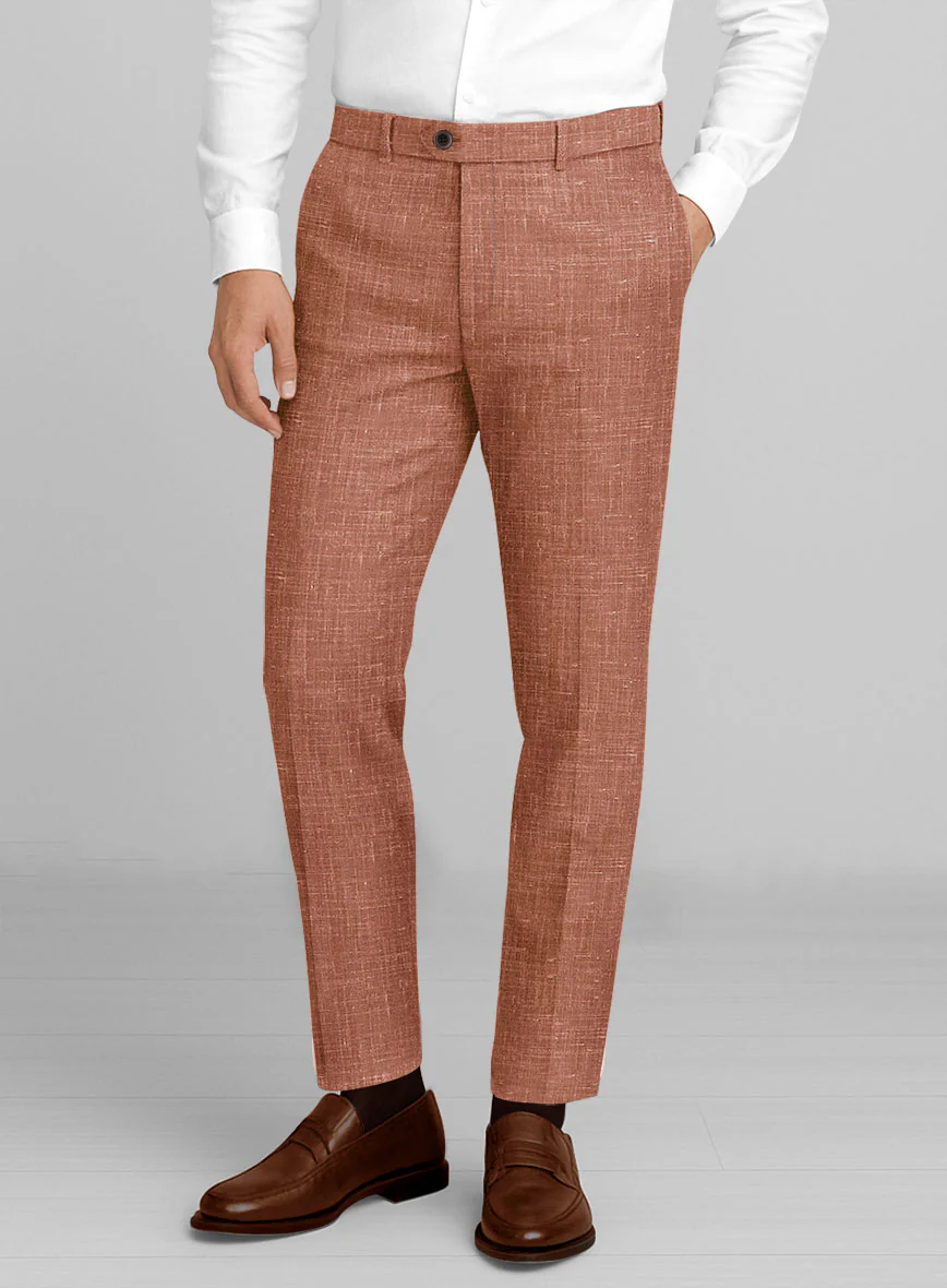London Loom Orange Rust Travin Wool Linen Pants