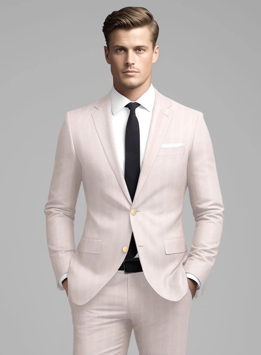 London Loom Pink Herringbone Wool Silk Linen Jacket - Image 2
