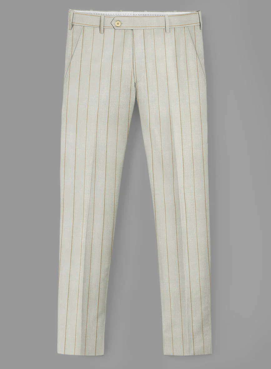 London Loom Stone Fawn Wool Silk Linen Pants