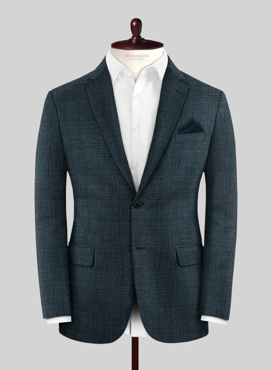 London Loom Teal Blue Ilaria Wool Silk Linen Jacket - Image 3