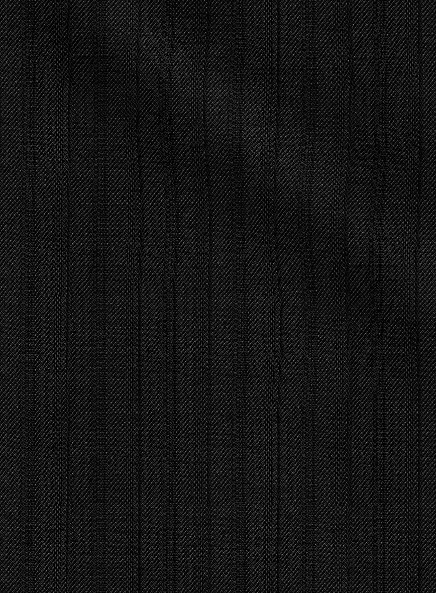 Loro Piana Zelander Black Self Stripe Wool Pants - Image 4