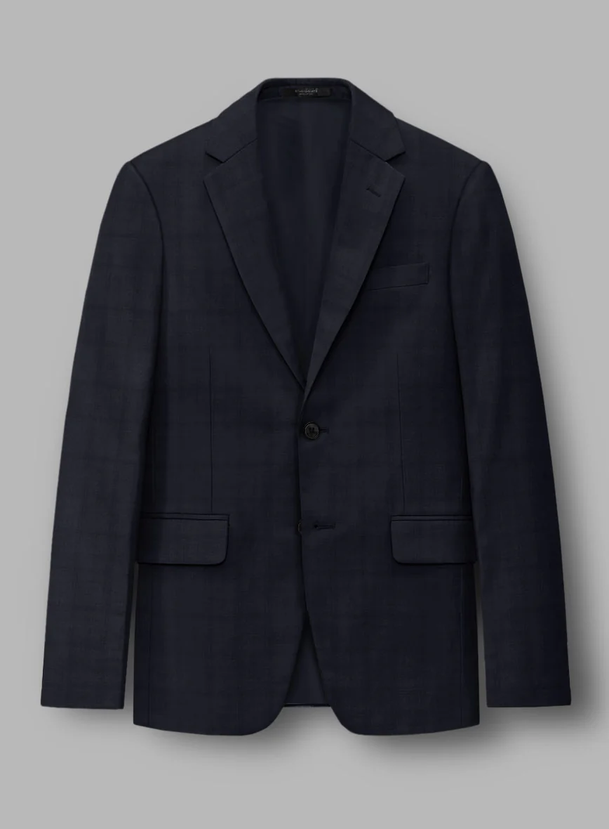 Loro Piana Zelander Blue Self Check Wool Jacket
