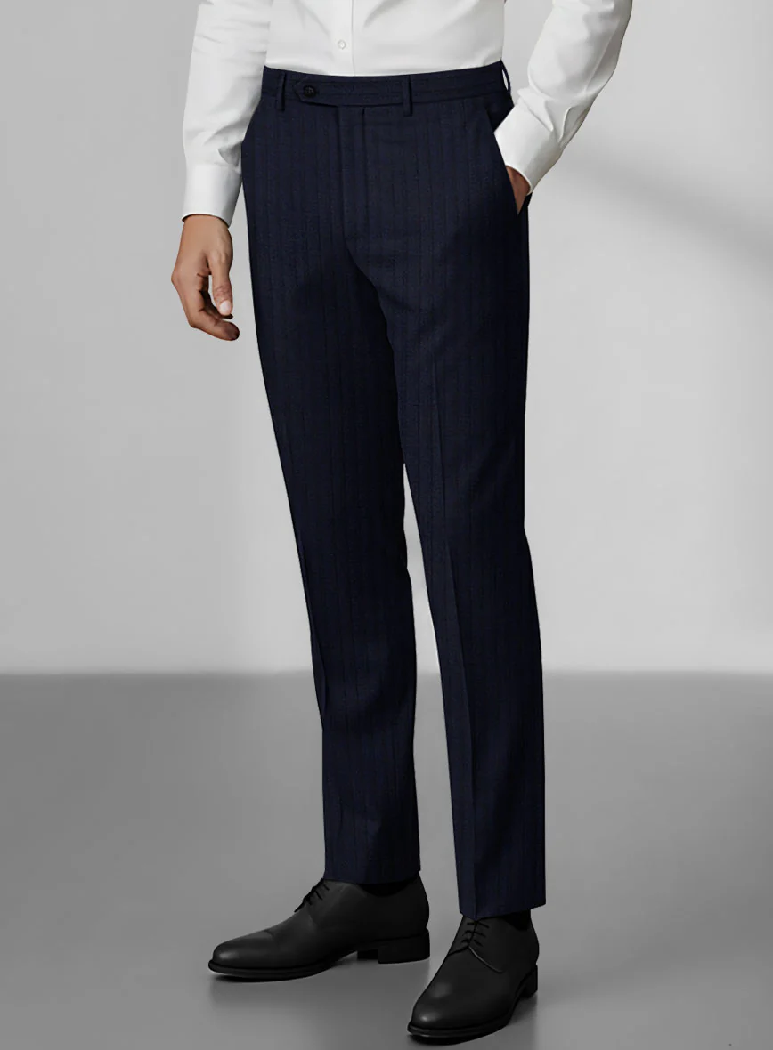 Loro Piana Zelander Blue Self Stripe Wool Pants