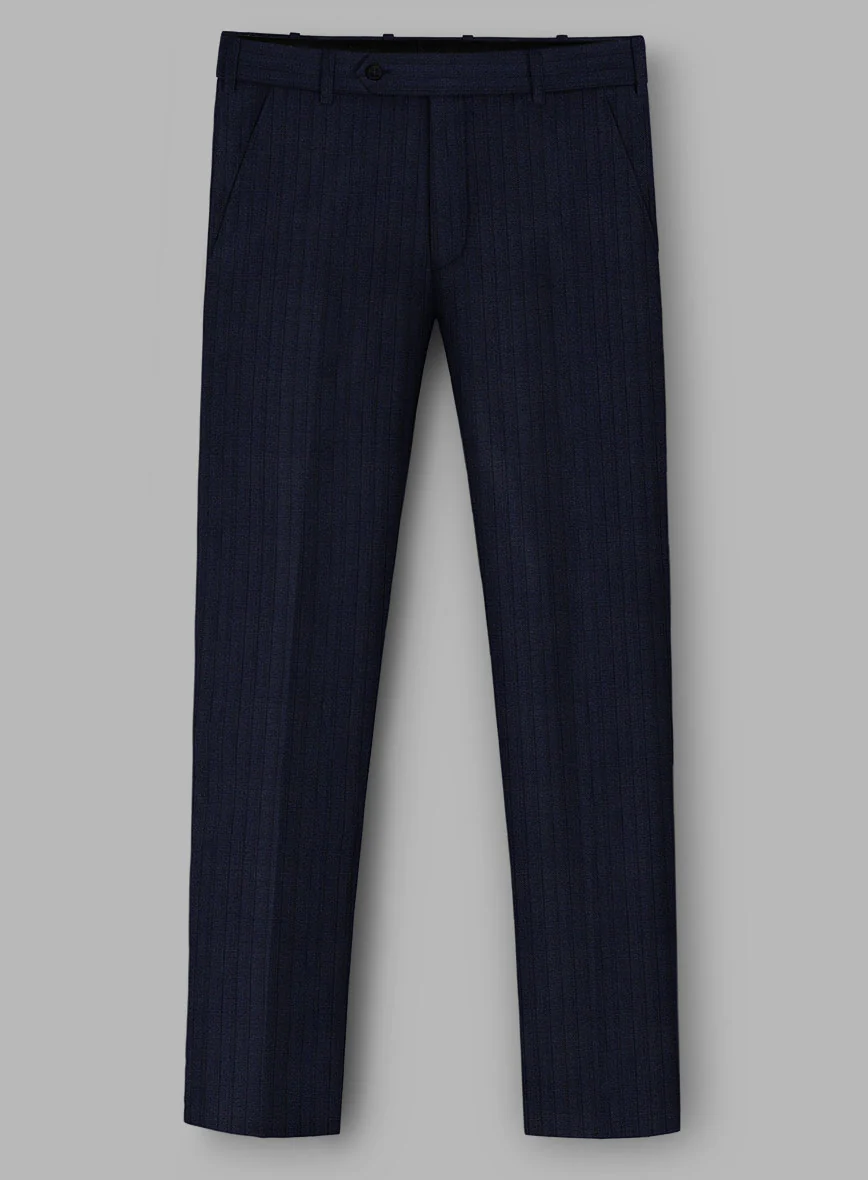 Loro Piana Zelander Blue Self Stripe Wool Pants - Image 2