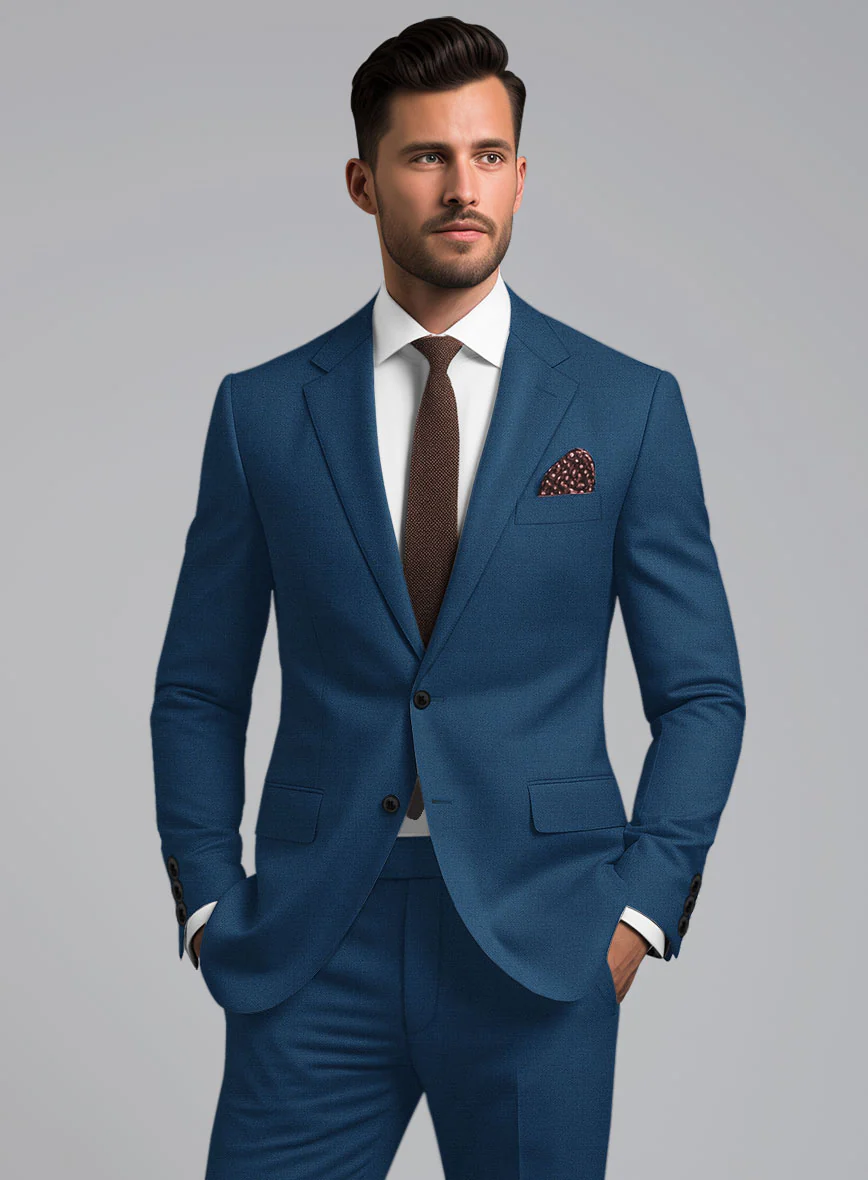 Marco Stretch Casa Blue Wool Suit - Image 4