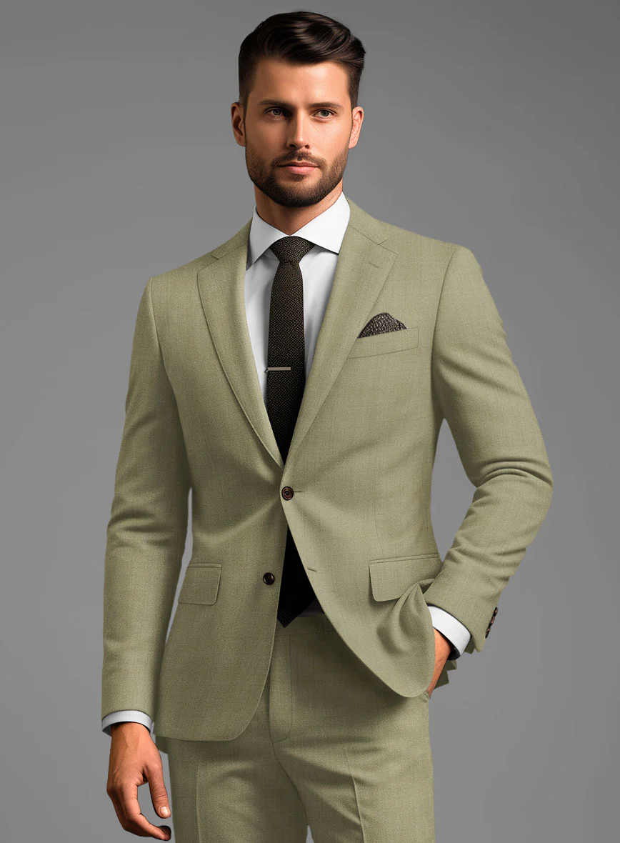Marco Stretch Dark Khaki Wool Jacket - Image 2