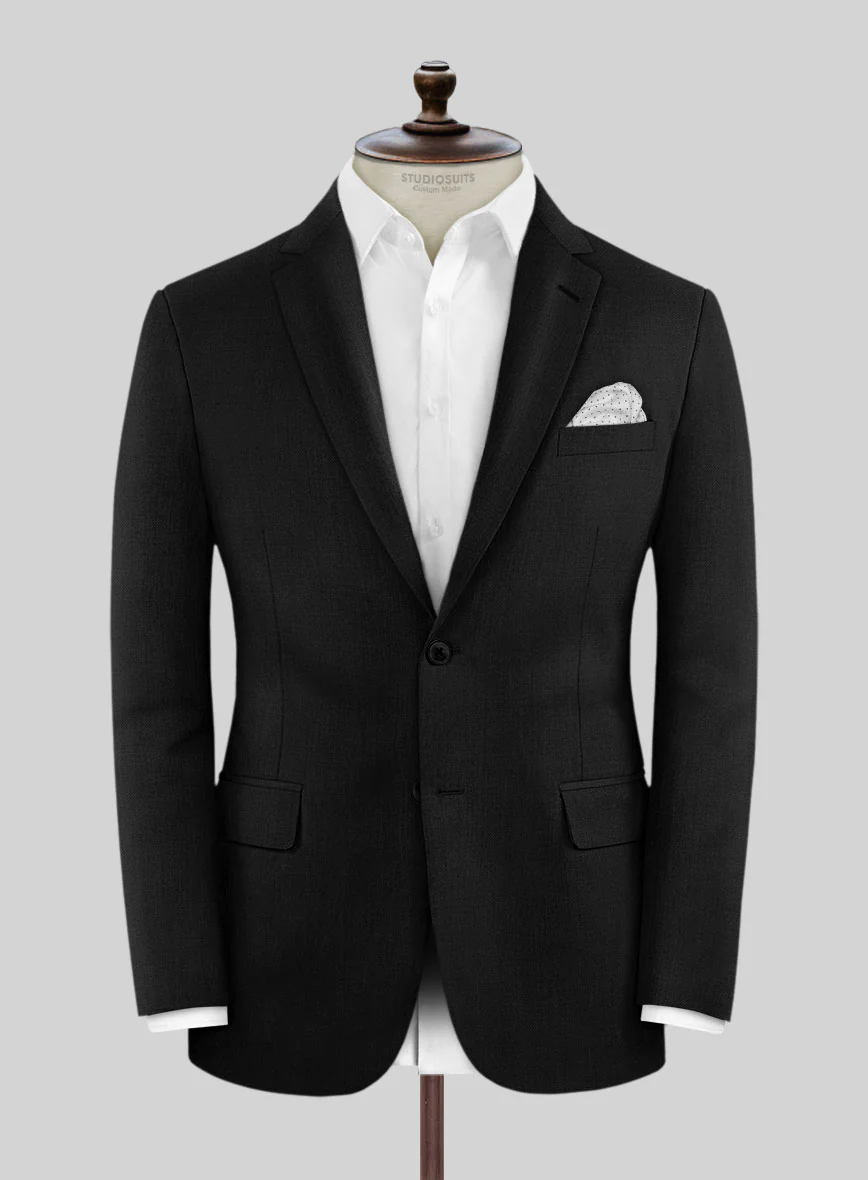 Marco Stretch Deep Black Wool Jacket