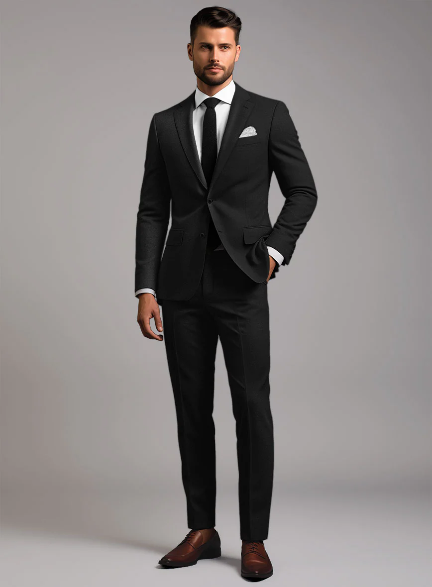 Marco Stretch Deep Black Wool Suit - Image 2