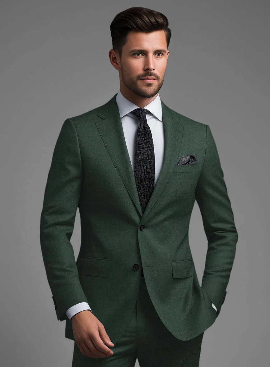 Marco Stretch Hunter Green Wool Suit - Image 4