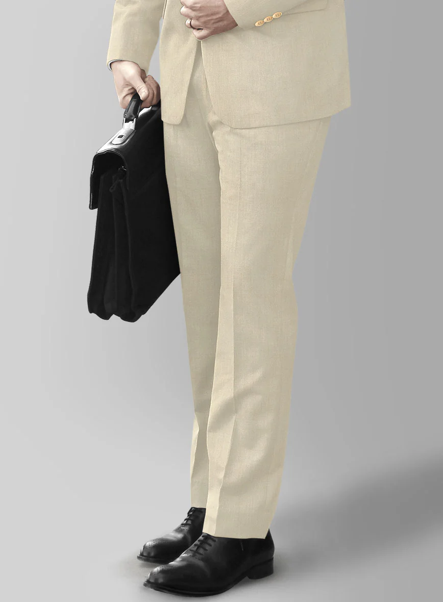 Marco Stretch Light Beige Wool Pants - Image 2