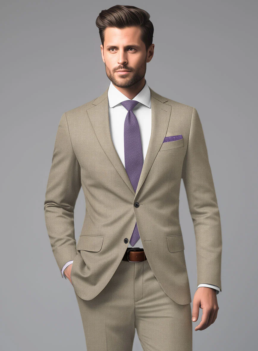 Marco Stretch Light Brown Wool Suit - Image 4