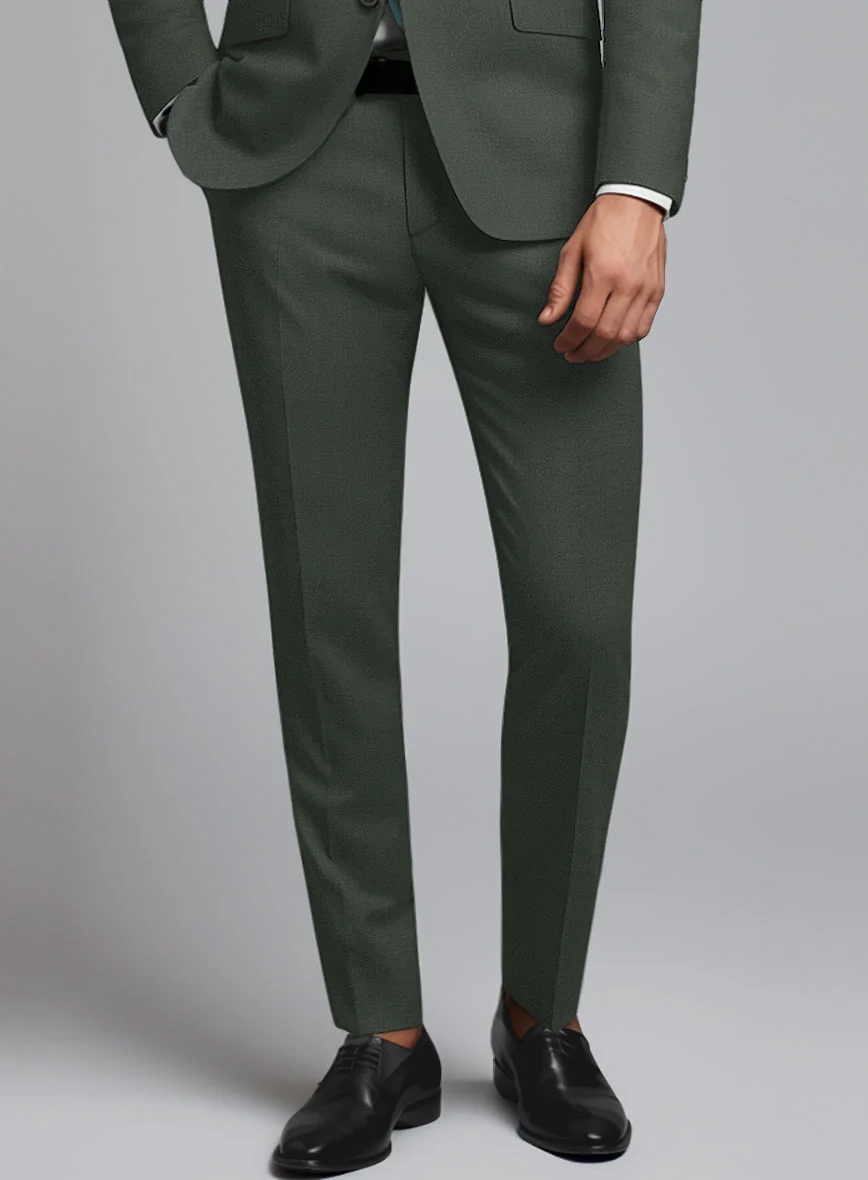 Marco Stretch Military Green Wool Pants - Image 2