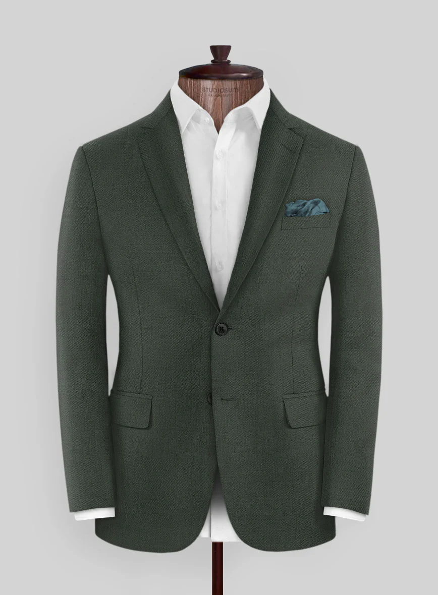 Marco Stretch Military Green Wool Suit - Image 3