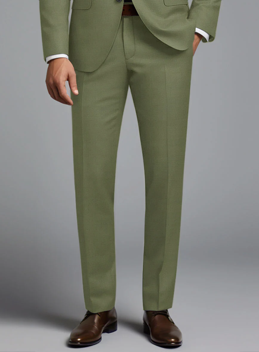 Marco Stretch Moss Green Wool Pants - Image 2