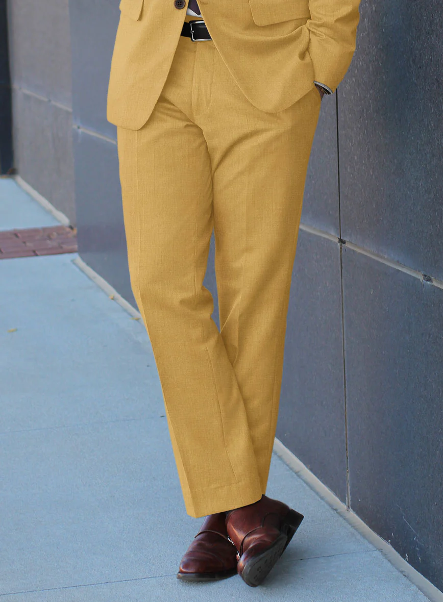 Marco Stretch Mustard Wool Pants - Image 2