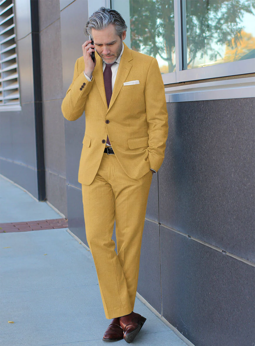 Marco Stretch Mustard Wool Suit - Image 2