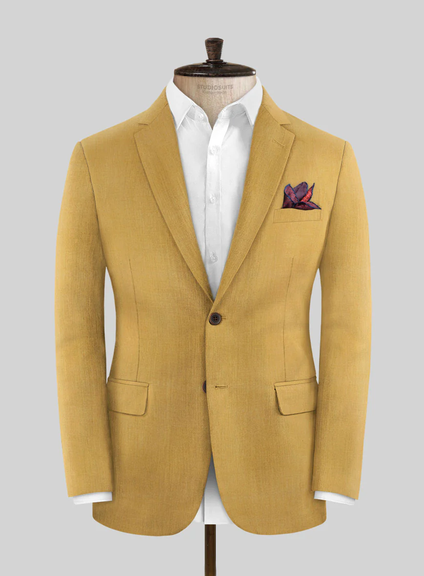 Marco Stretch Mustard Wool Suit - Image 3