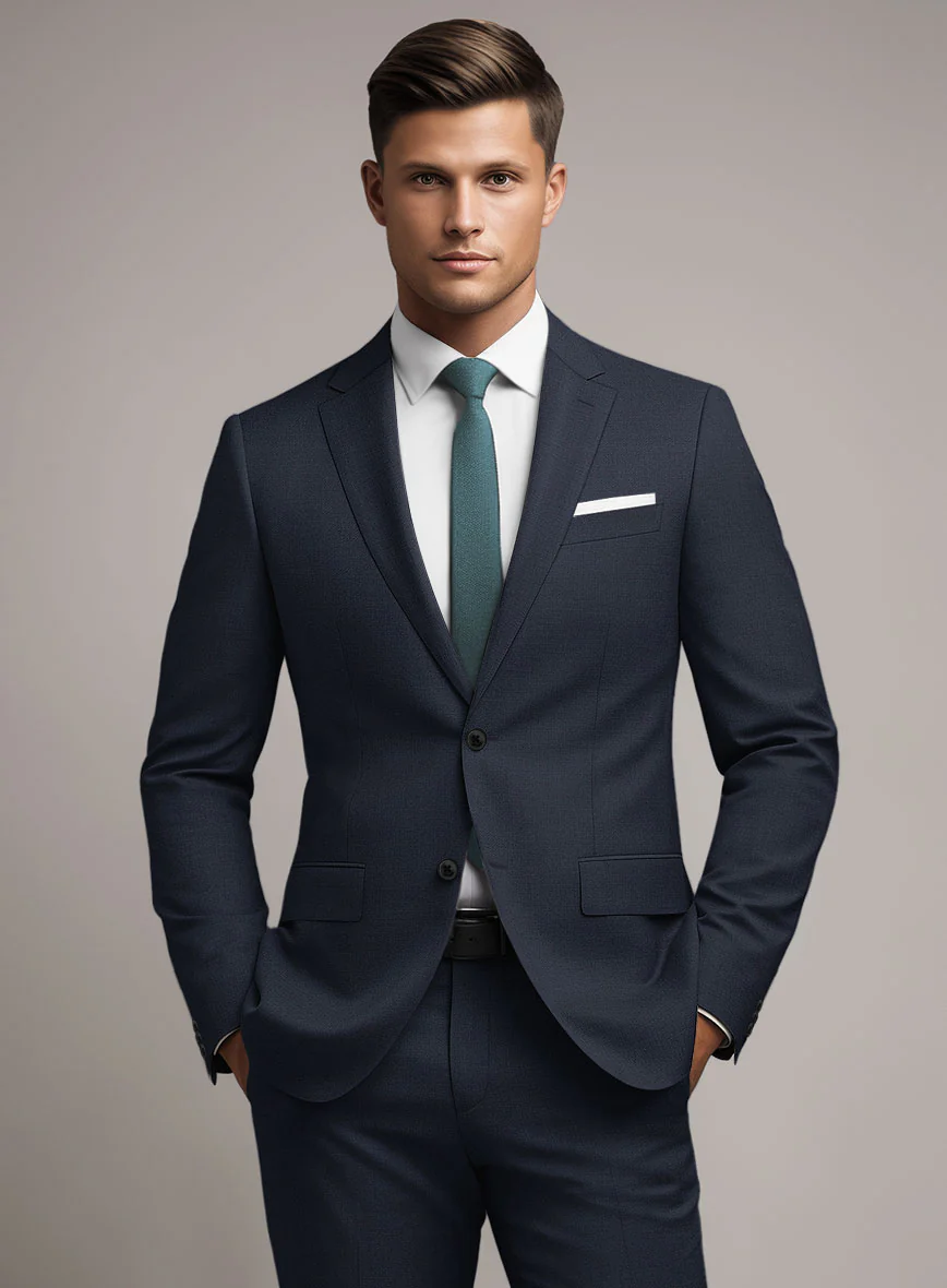 Marco Stretch Navy Blue Wool Jacket - Image 2