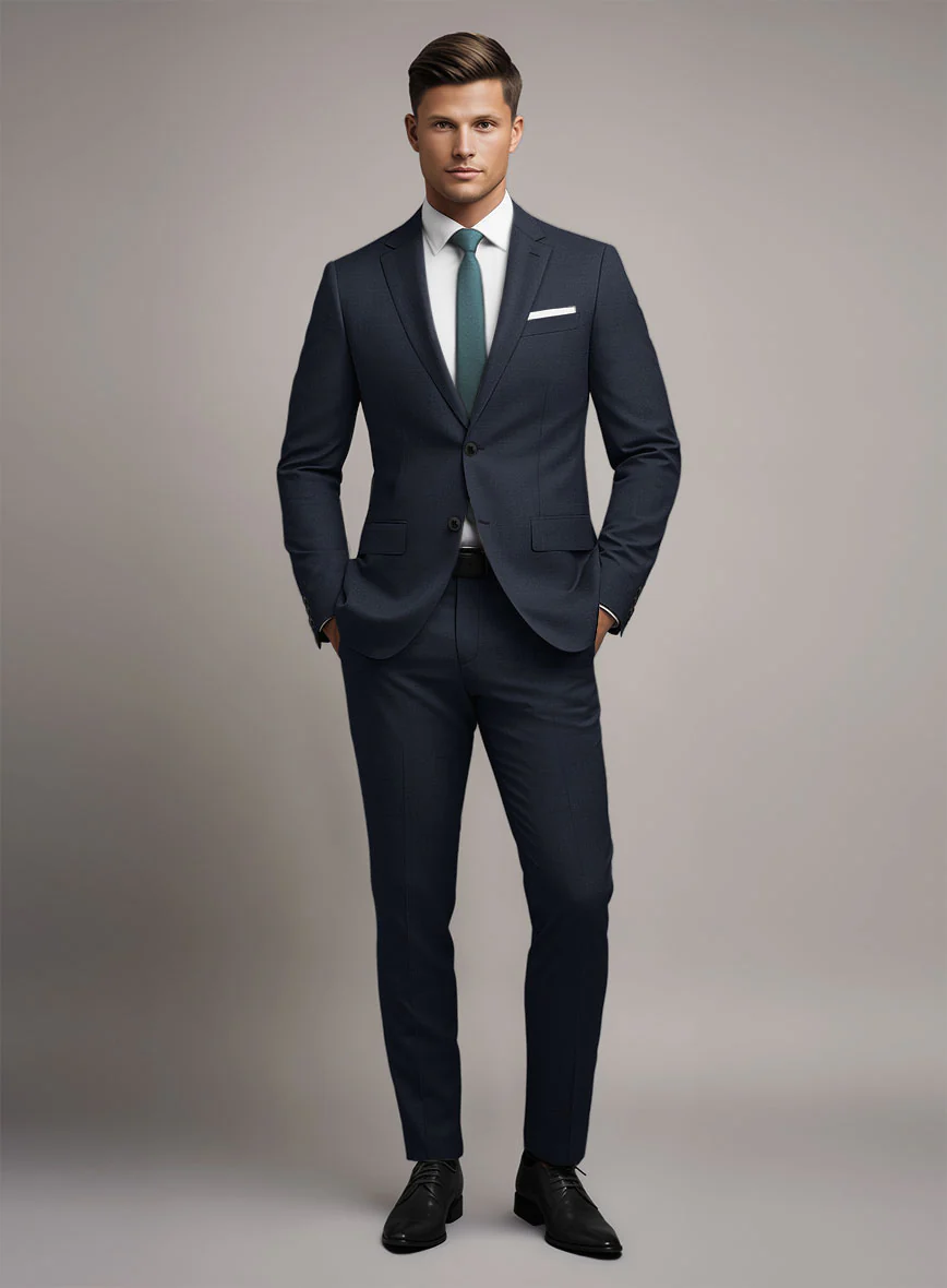 Marco Stretch Navy Blue Wool Suit - Image 2