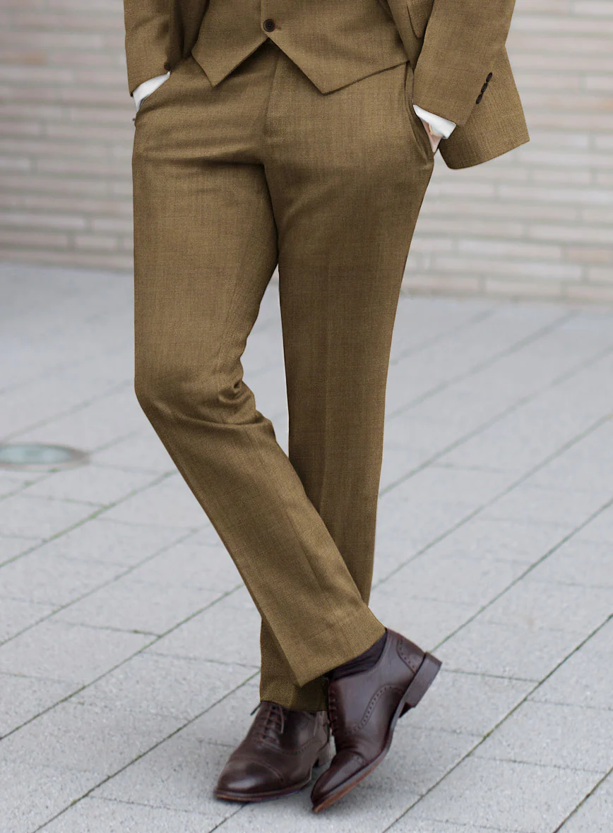 Marco Stretch Otter Brown Wool Pants - Image 2