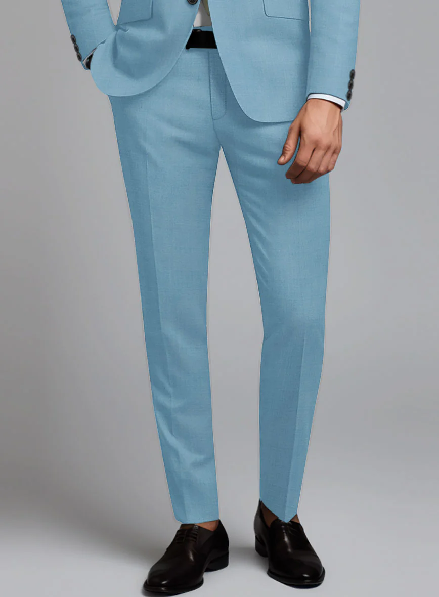 Marco Stretch Pastel Blue Wool Pants - Image 2