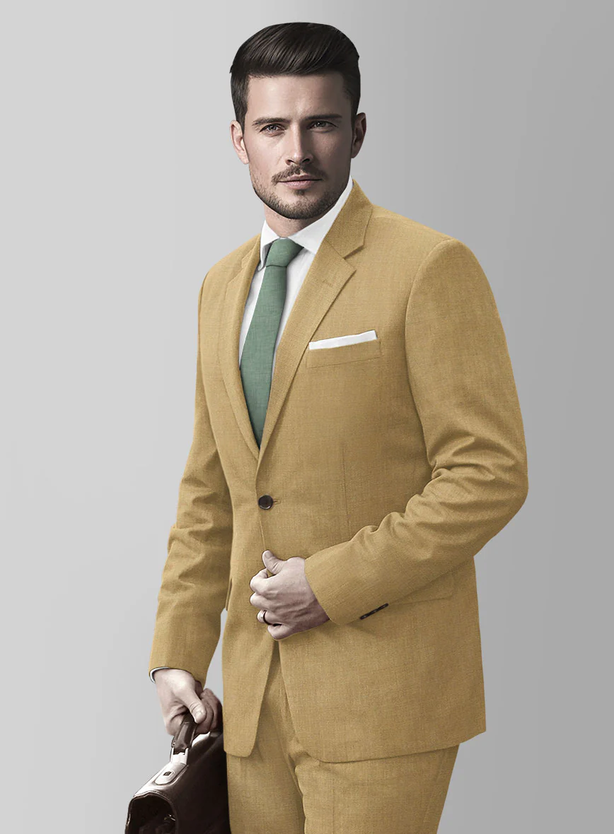 Marco Stretch Sand Brown Wool Suit - Image 4