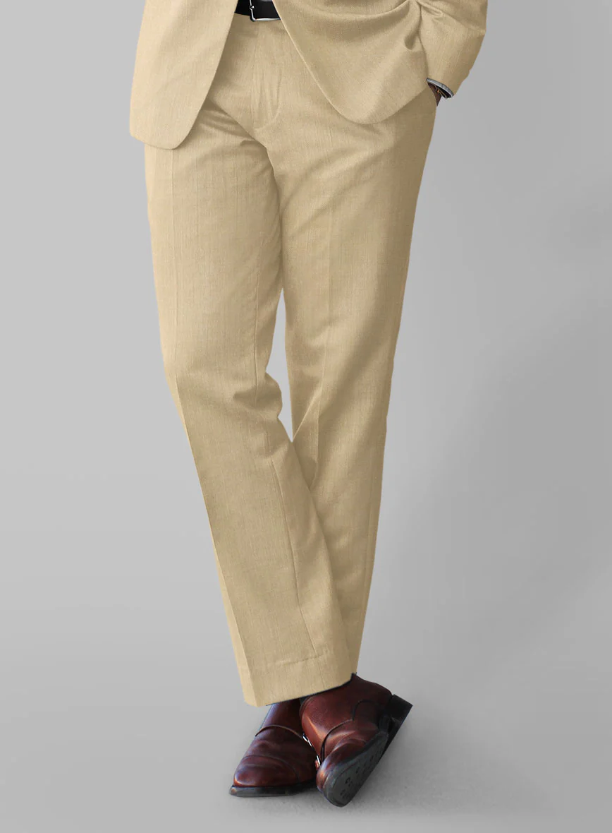 Marco Stretch Tan Wool Pants - Image 2