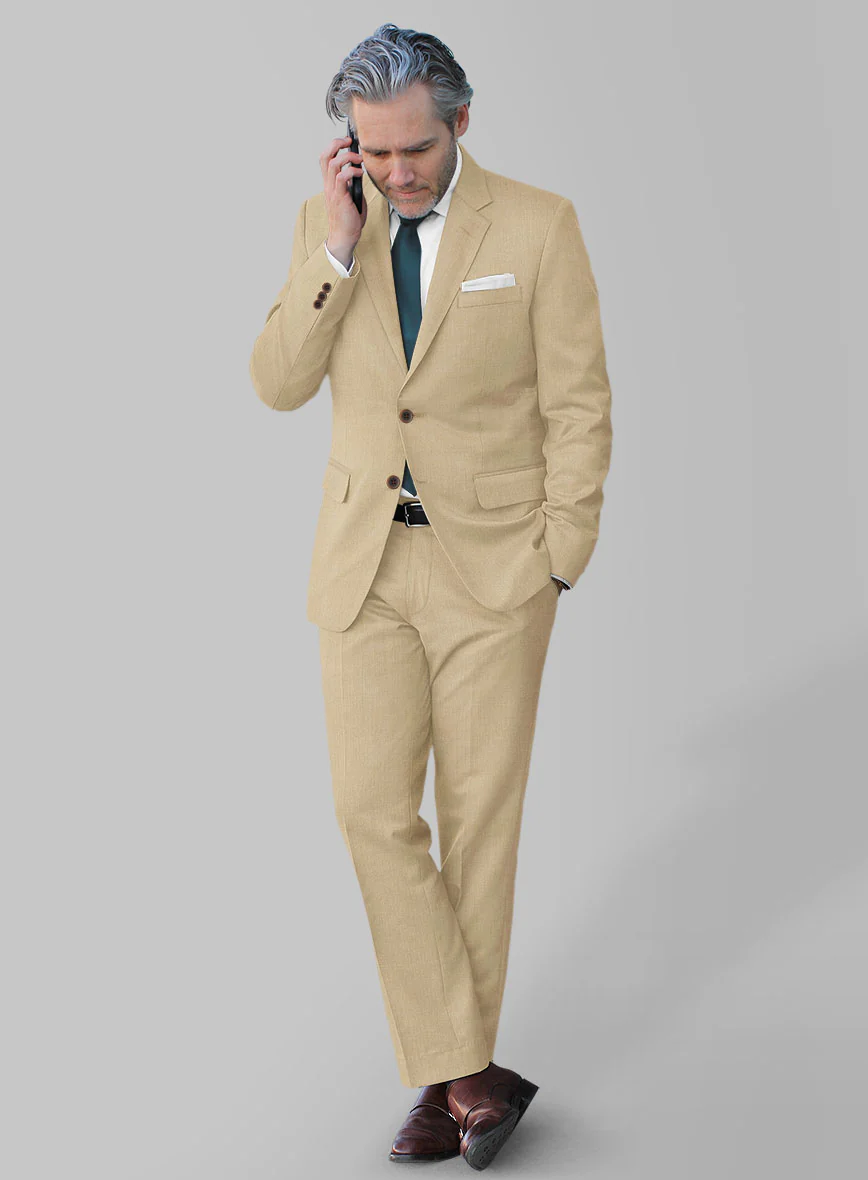 Marco Stretch Tan Wool Suit - Image 2
