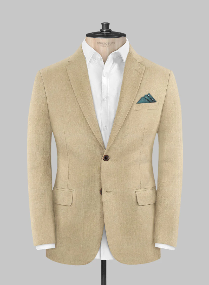 Marco Stretch Tan Wool Suit - Image 3