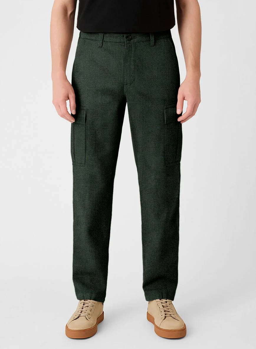 Martini Green Linen Cargo Pants
