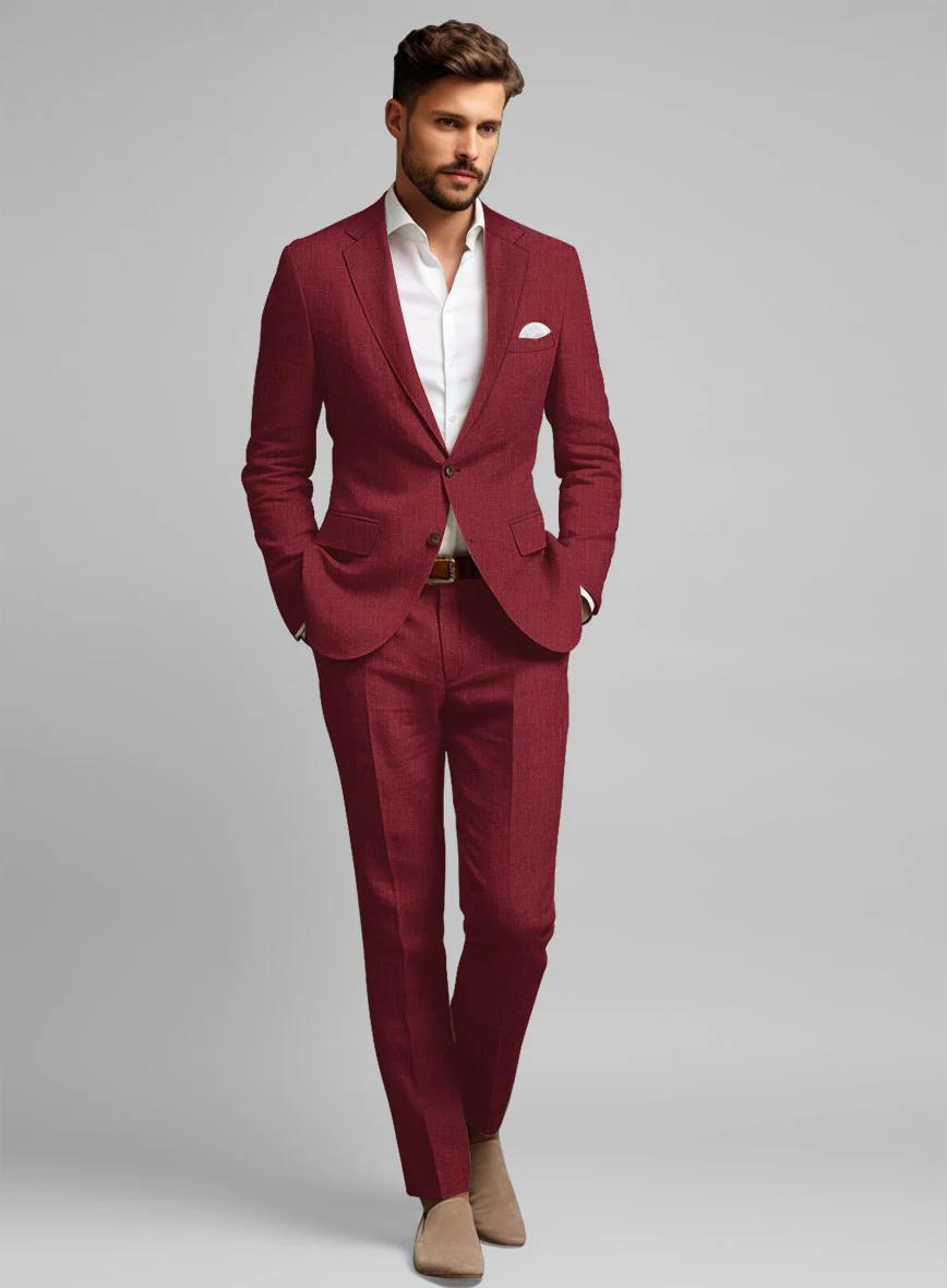 Moscow Maroon Linen Suit
