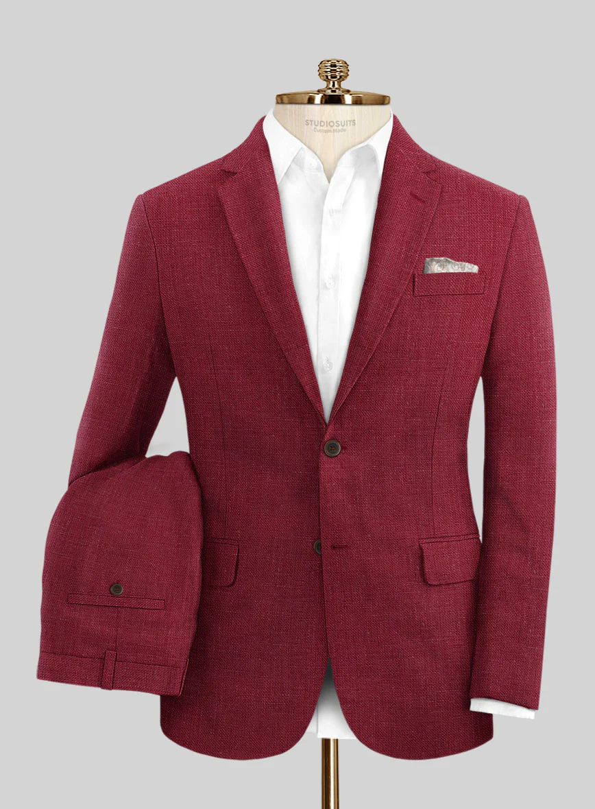 Moscow Maroon Linen Suit - Image 2