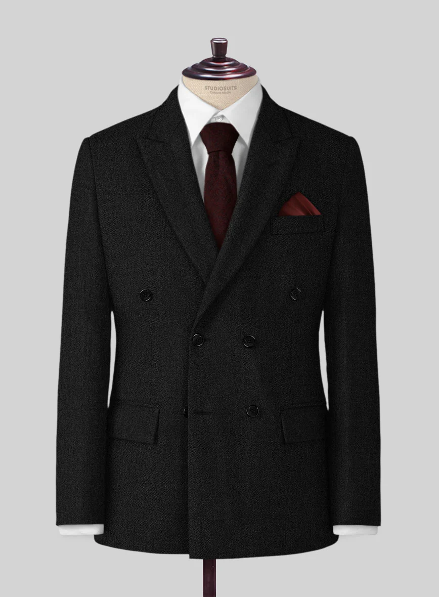 Naples Black Tweed Double Breasted Jacket