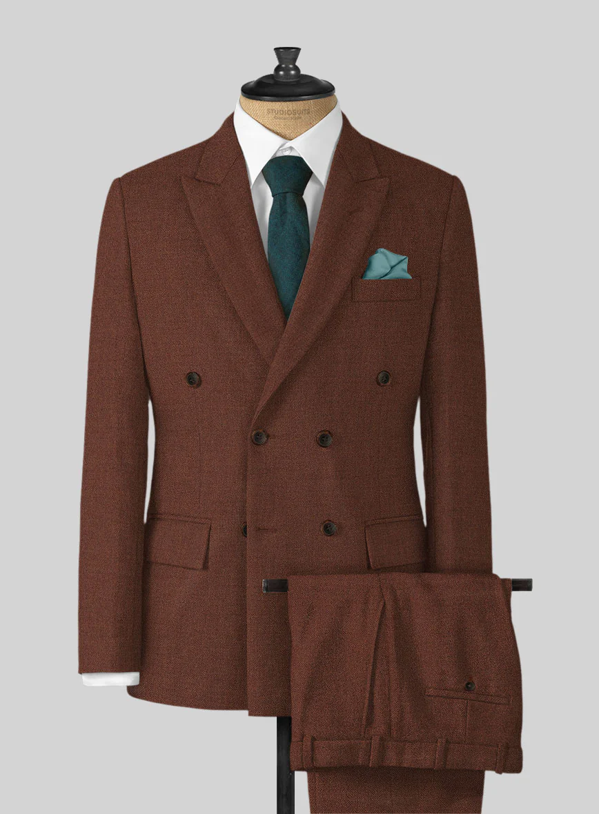Naples Chestnut Tweed Double Breasted Suit