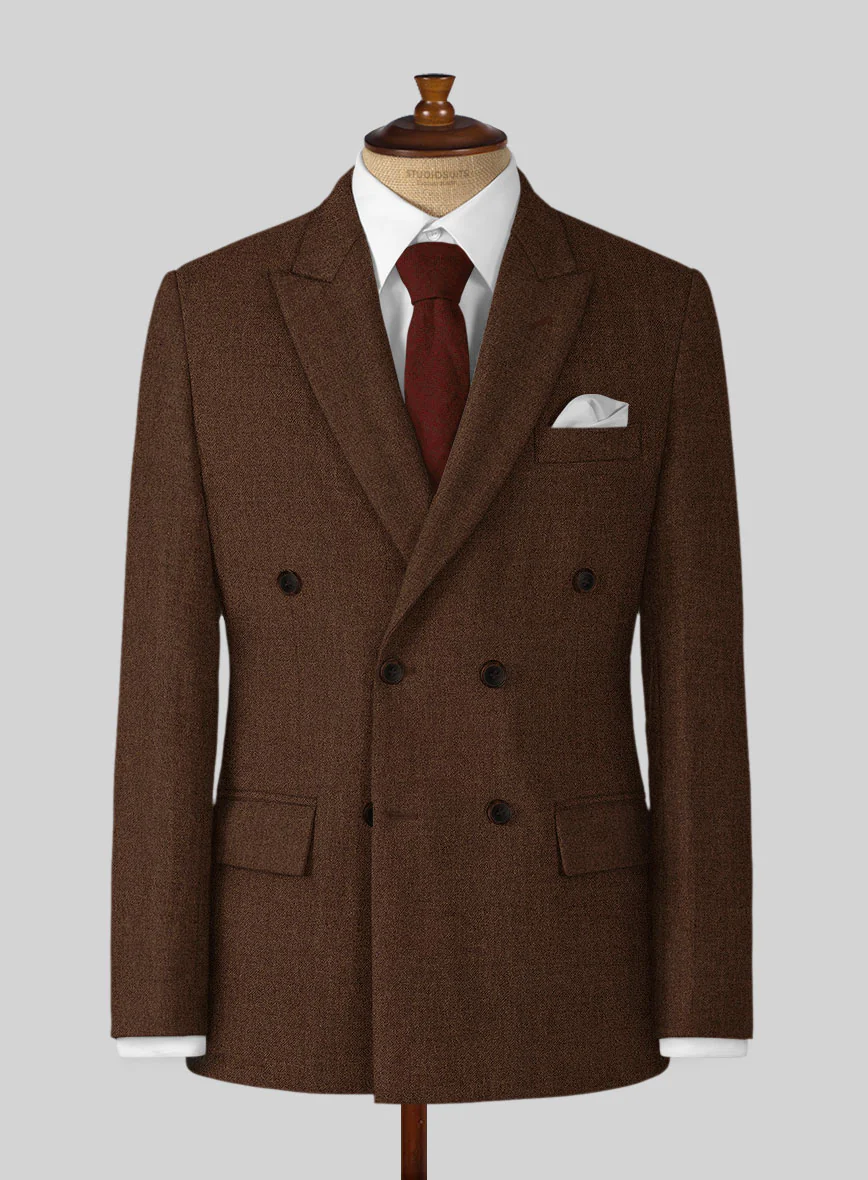 Naples Coffee Brown Tweed Double Breasted Jacket