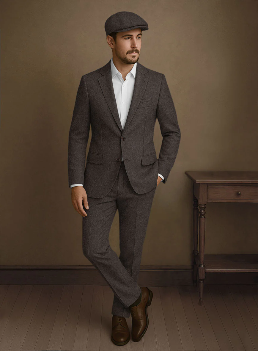 Naples Dark Brown Tweed Suit