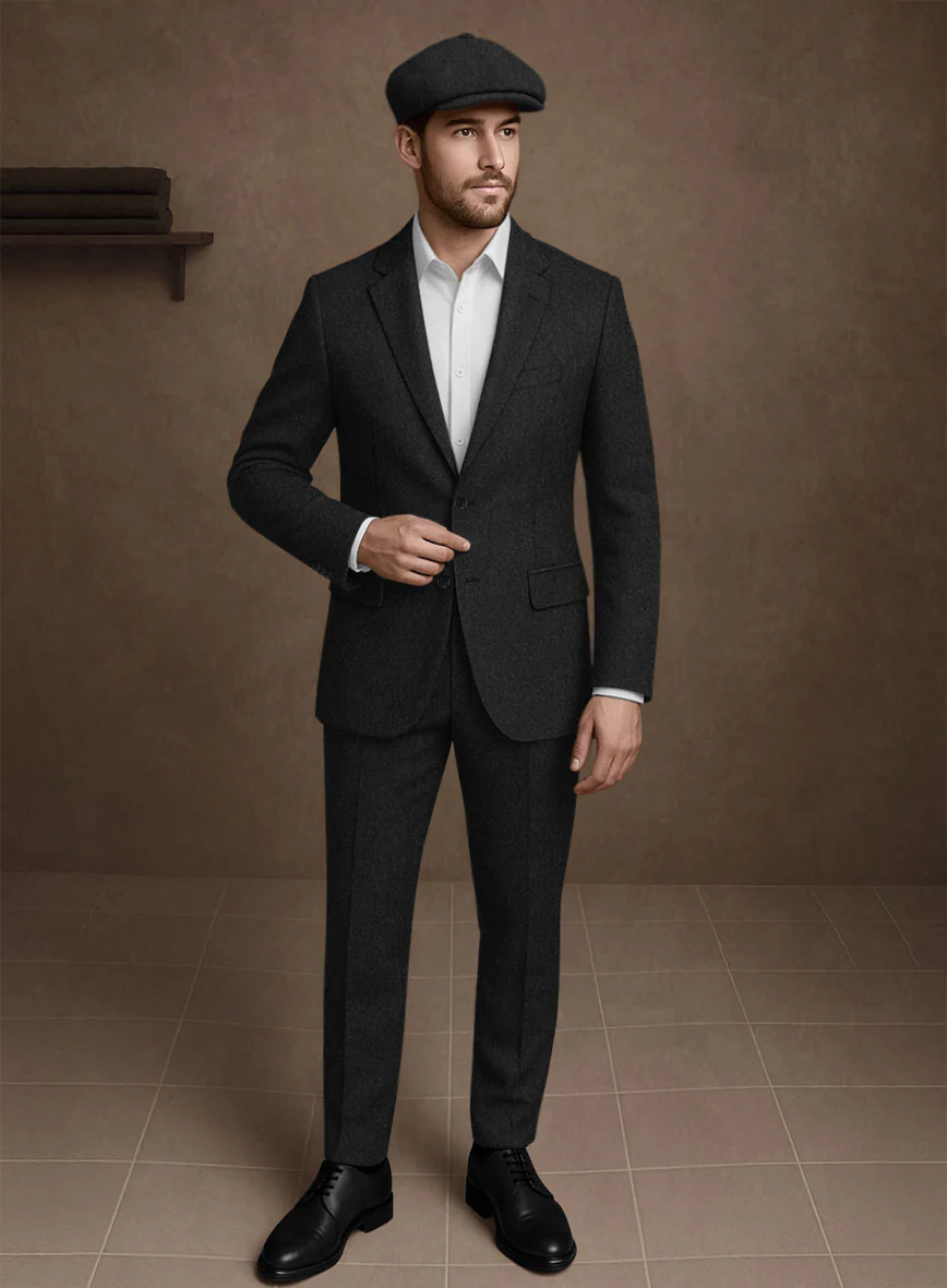 Naples Dark Charcoal Tweed Suit