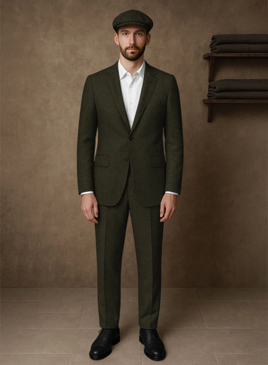 Naples Dark Green Tweed Suit