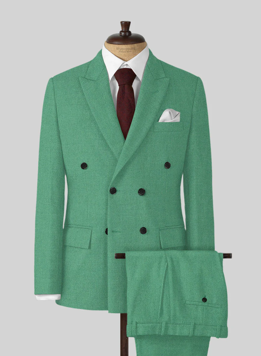 Naples Derby Green Tweed Double Breasted Suit