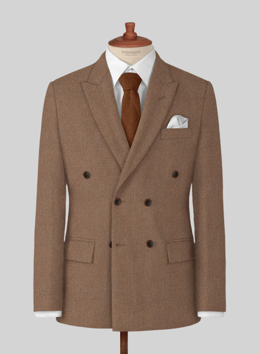 Naples Dolce Brown Tweed Double Breasted Jacket