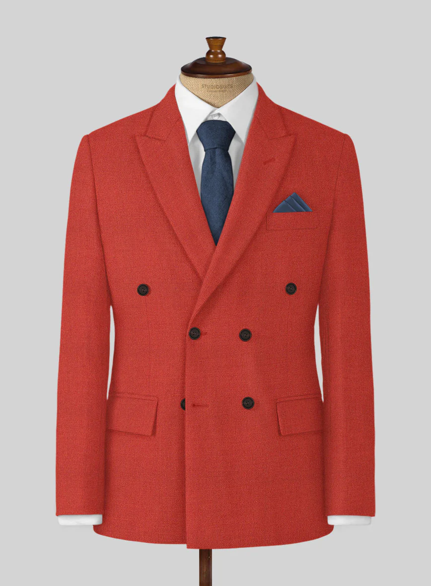 Naples Fiery Orange Tweed Double Breasted Jacket