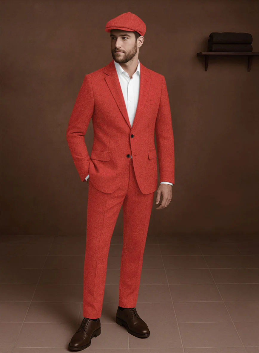 Naples Fiery Orange Tweed Suit