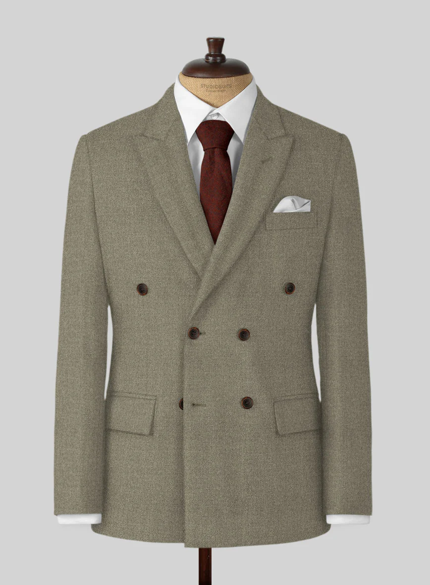 Naples Greige Tweed Double Breasted Jacket
