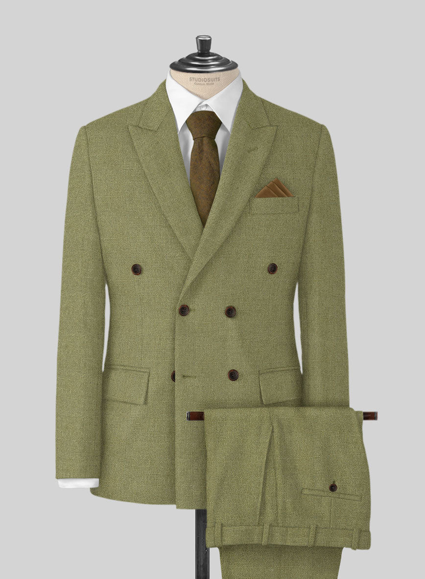 Naples Martini Green Tweed Double Breasted Suit